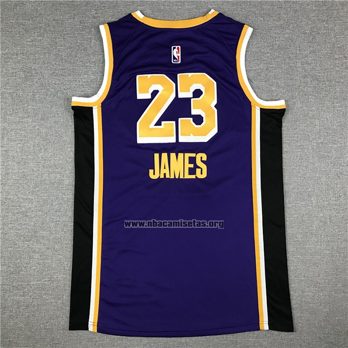 Camiseta Los Angeles Lakers Lebron James NO 23 Statement 2020 Final Bound Violeta